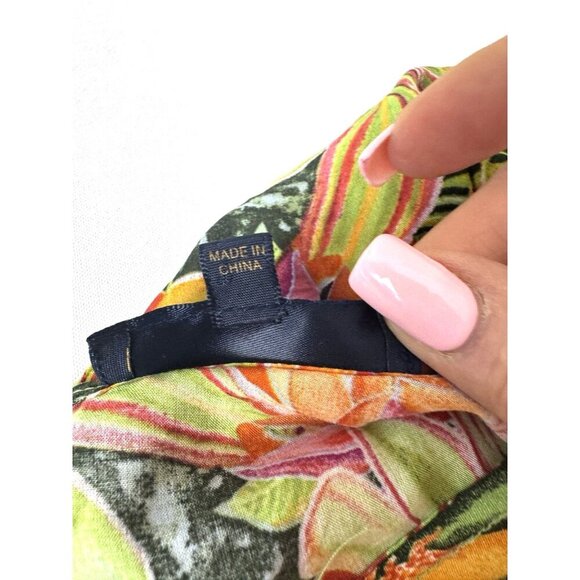 Rachel Roy XL Tropical Floral Blouse Vibrant Colorful Resort Asymmetrical Hem - Picture 6 of 9